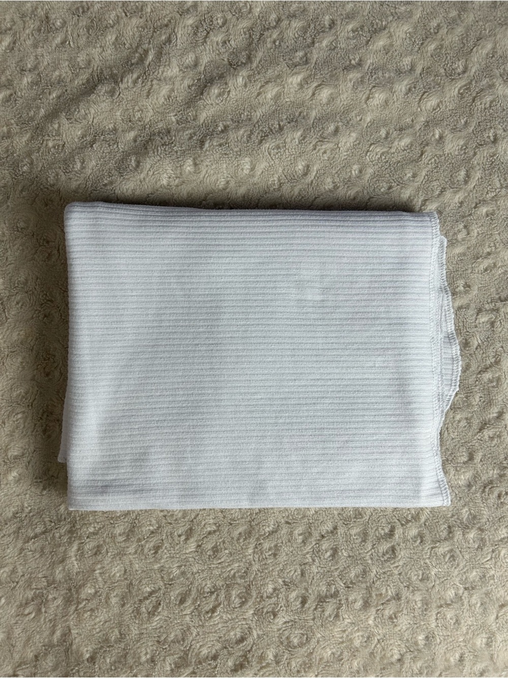 Le Petit Solid White Baby Blanket Stretchy Swaddle Ribbed Stripes Thin